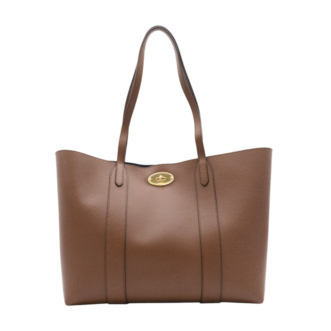 Mulberry Spacious Pebbled Tote Bag With Gold-Tone Clasp