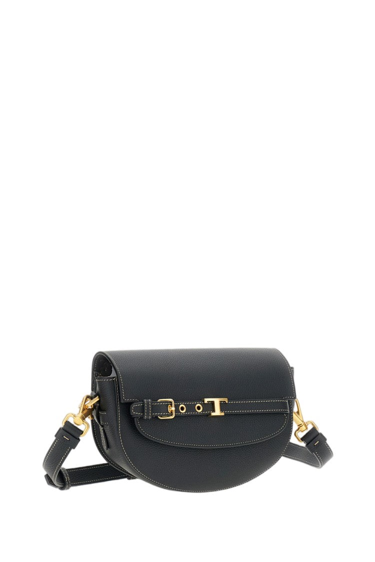 Tod's Black Leather Half Moon Tim Shoulder Bag