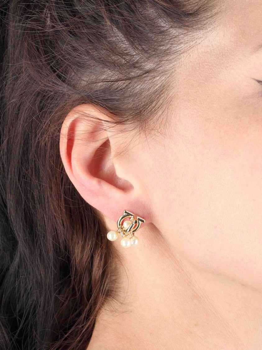 Ferragamo 'Gancini' Pearl Earrings – Gold