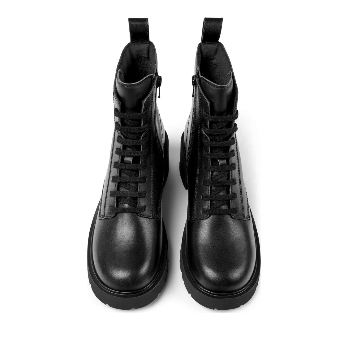 Camper Black Milah Smooth Leather Chunky Sole Side Zip Ankle Boots