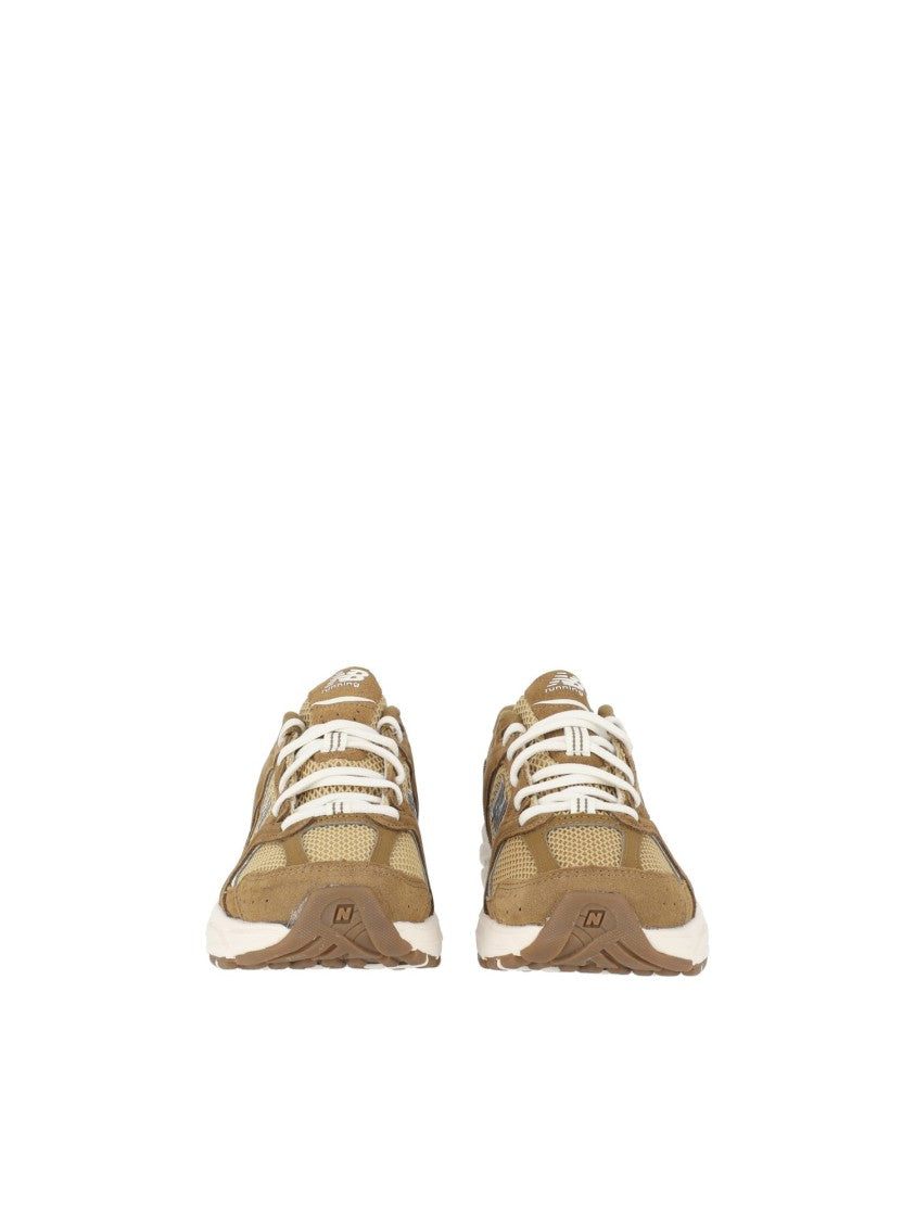 New Balance Bark/Navy Suede Mesh Low-Top Sneakers