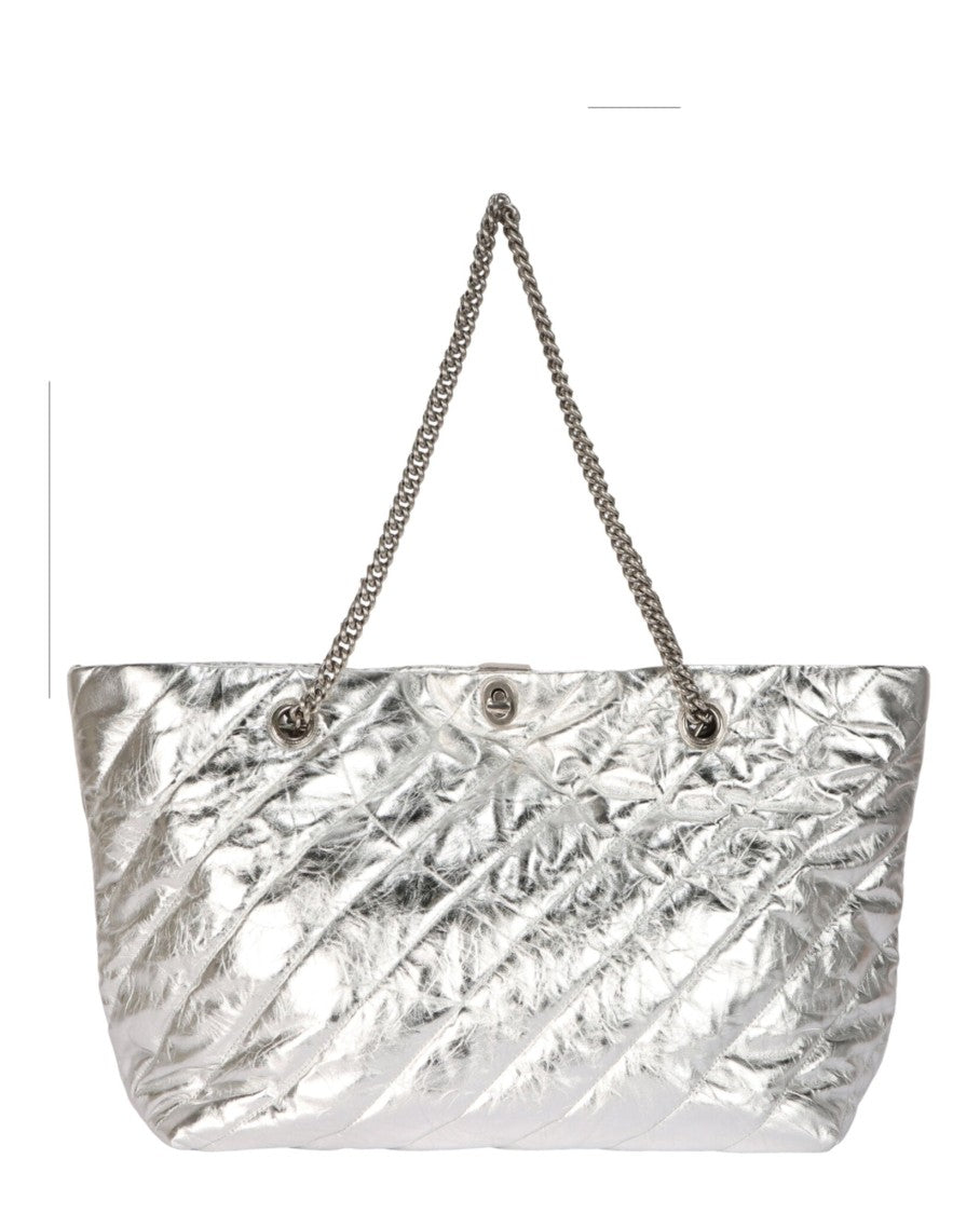 Balenciaga Medium Metallized Quilted Crush Carry All Tote Bag