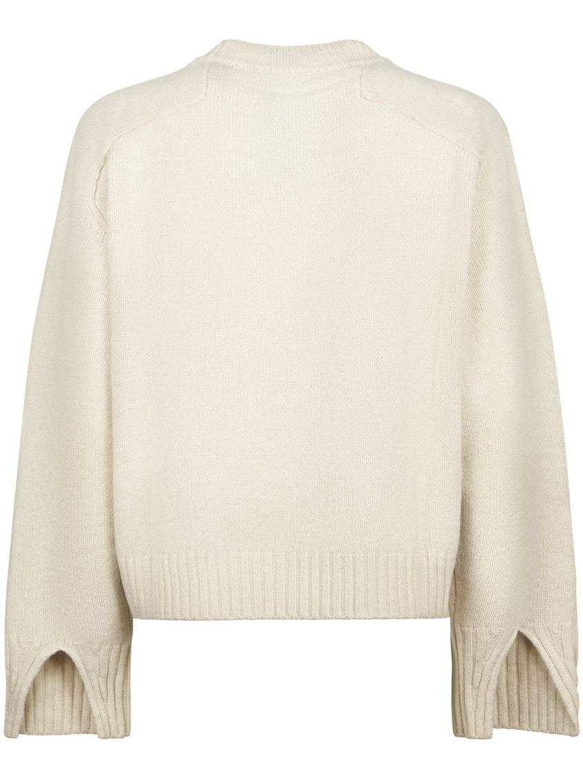 Soeur Ribbed Merino Wool Cropped Sweater With Thumbholes
