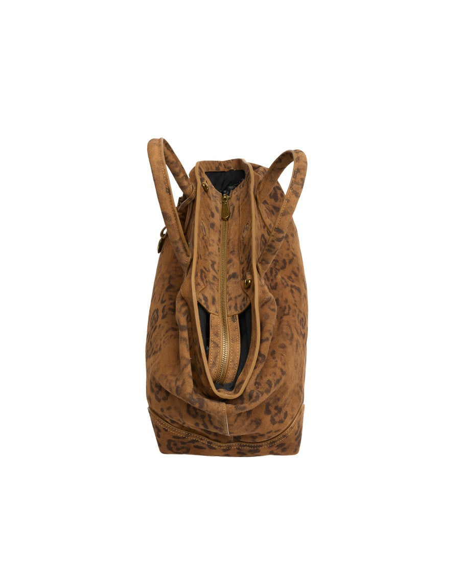 Ash Leopard Print Jaqueline Suede Shoulder Bag