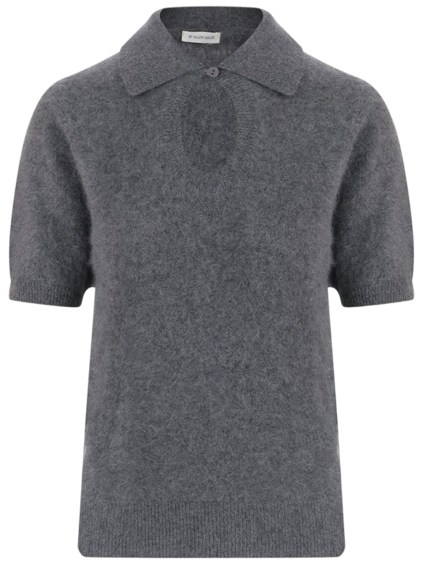 By Malene Birger Grey Tallalia Cut-Out Short-Sleeve Cashmere Sweater