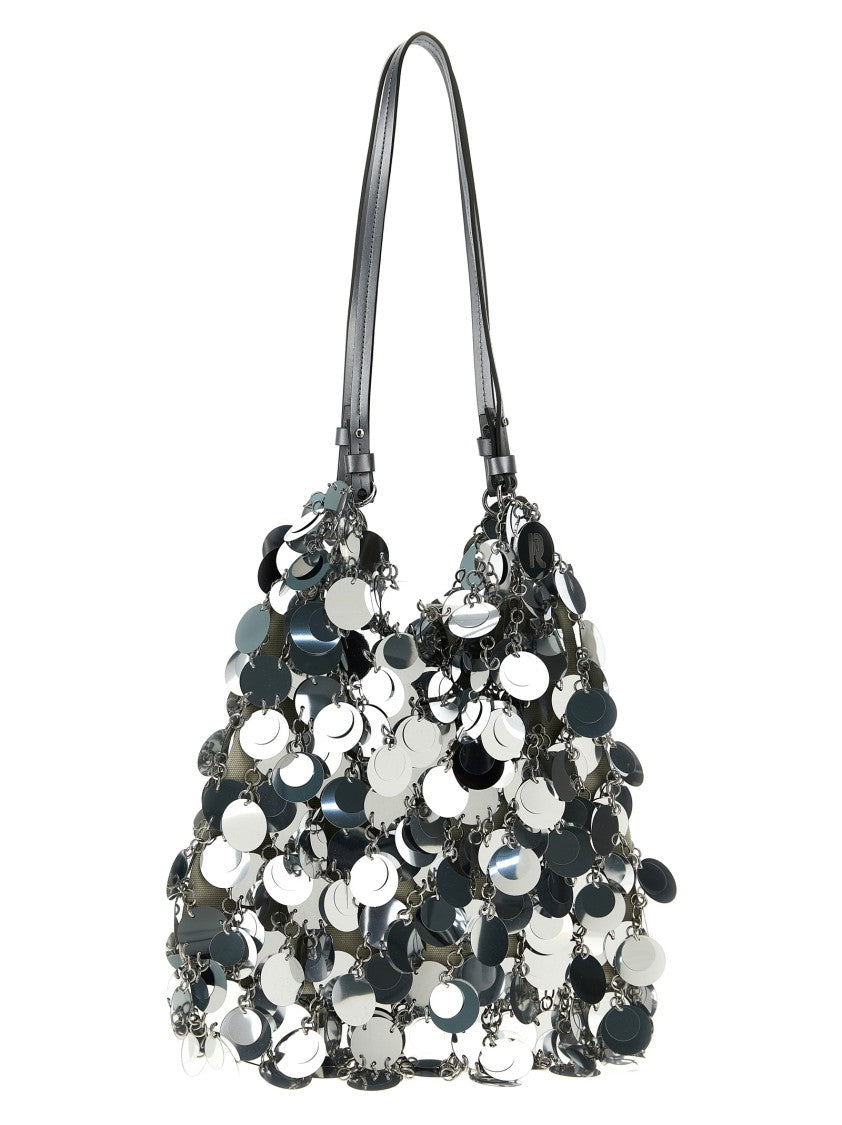 Paco Rabanne 'Silver Sparkle Discs Large' Shoulder Bag