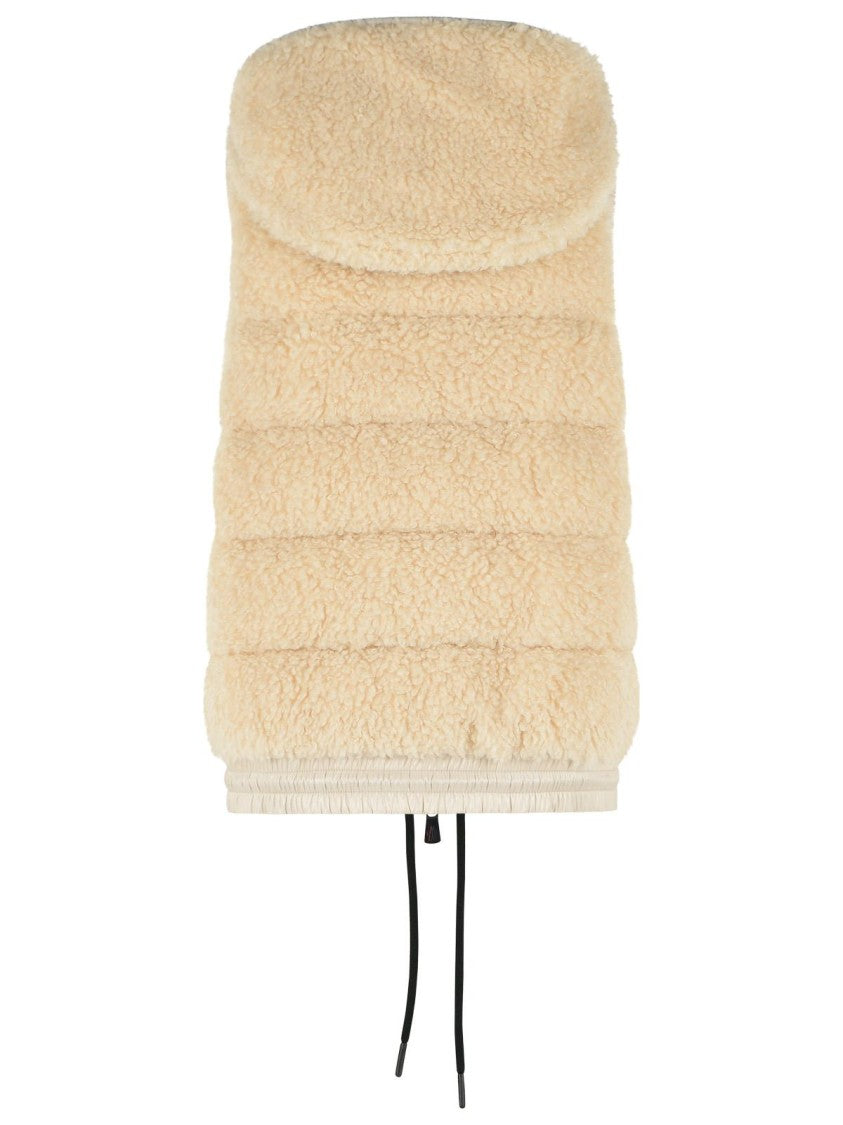 Moncler Grenoble Light Beige Teddy-Style Hooded Polyester Insulated Vest