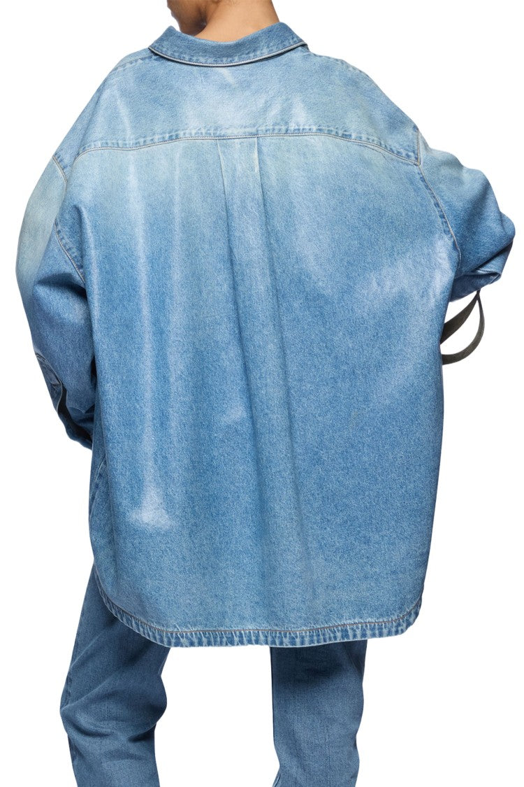 The Attico Loose-Fitting Denim Shirt With Clear Blue Wash