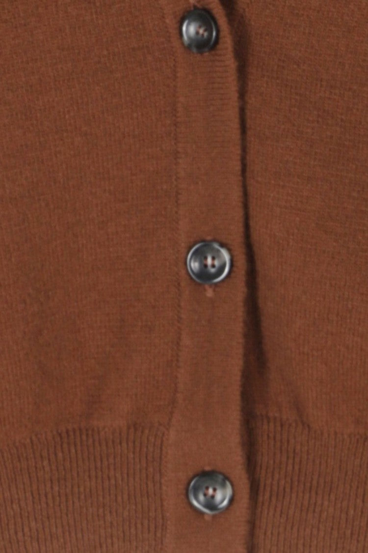 Roberto Collina Burnt V-Neck Boxy Merino Wool Cardigan