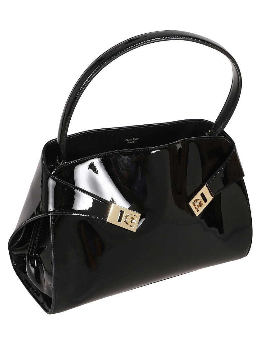 Ferragamo Curved Silhouette Bag With Gold Buckle Details