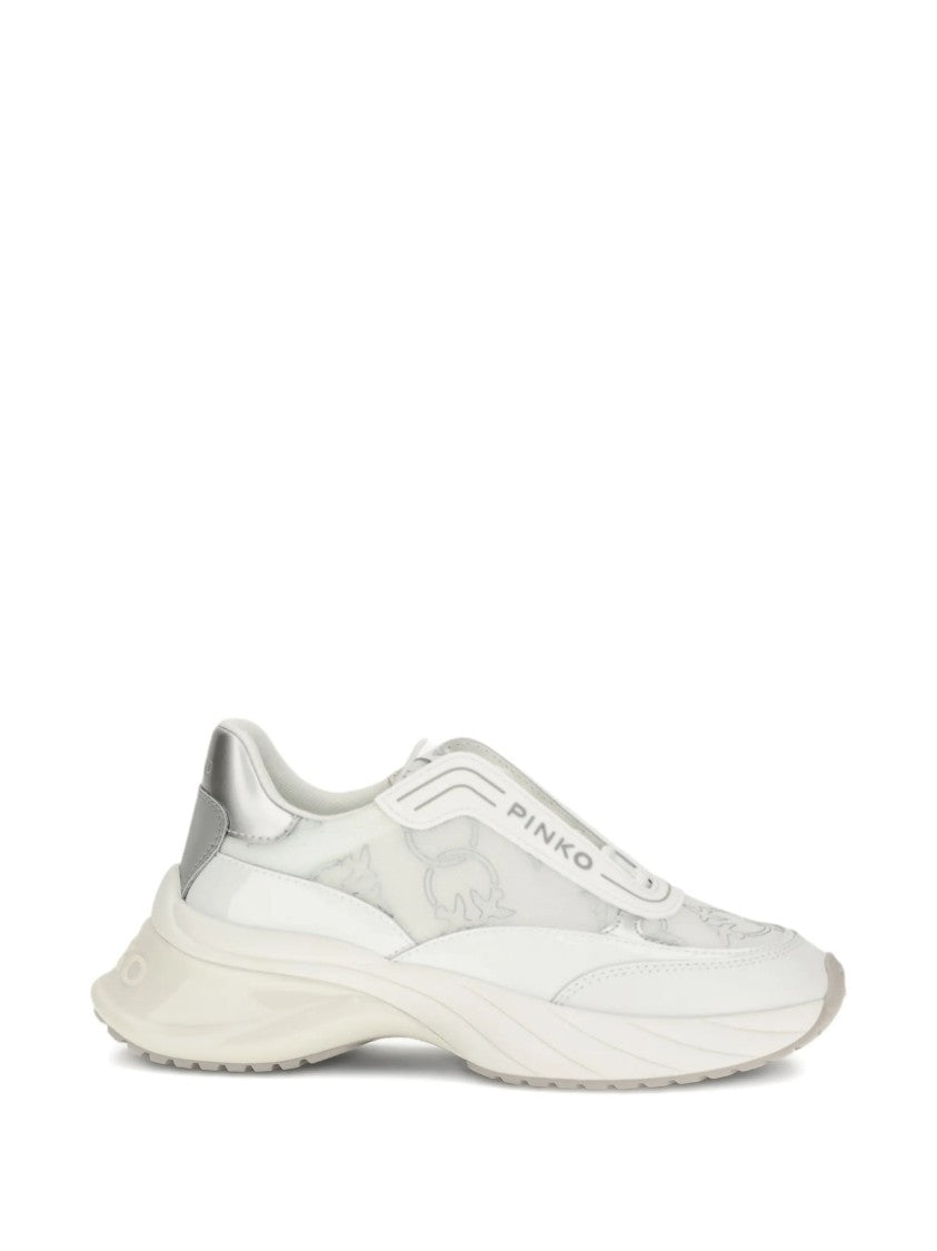 Pinko White Ariel 19 Mixed-Material Chunky Sneakers