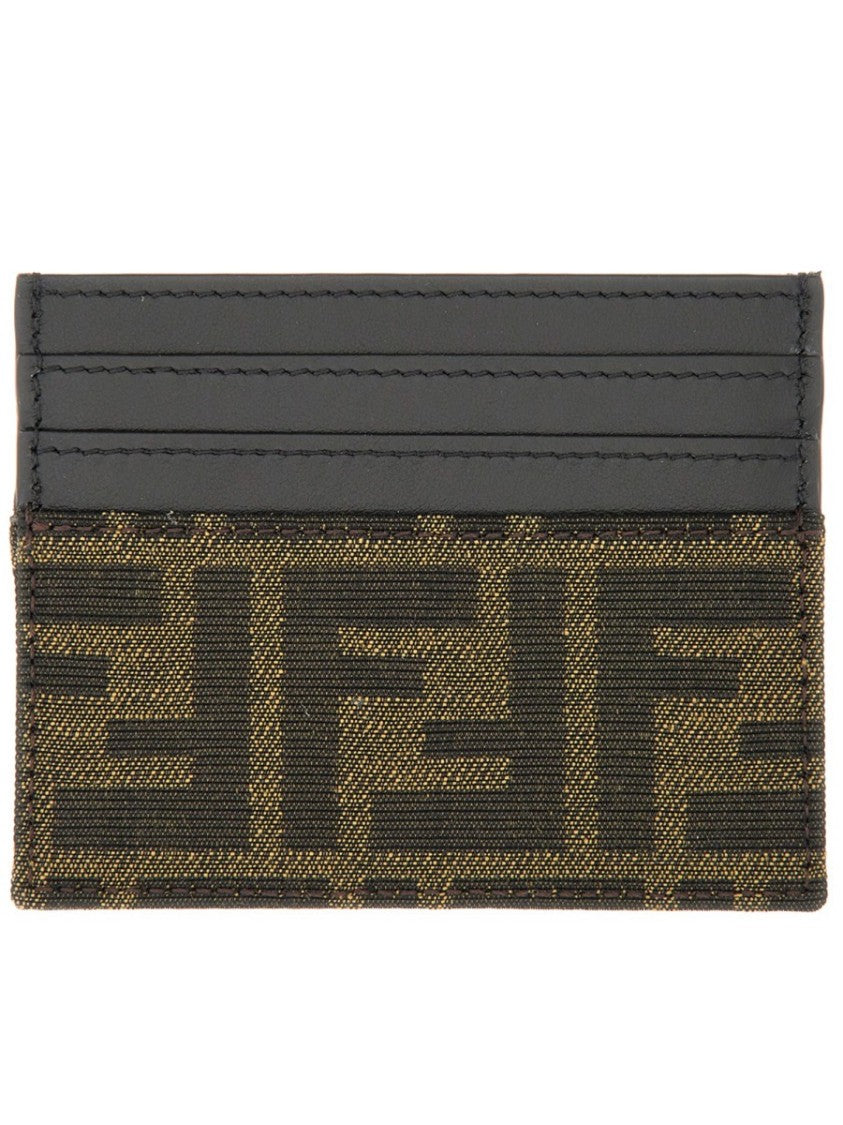 Fendi Textured Geometric Leather Card Holder