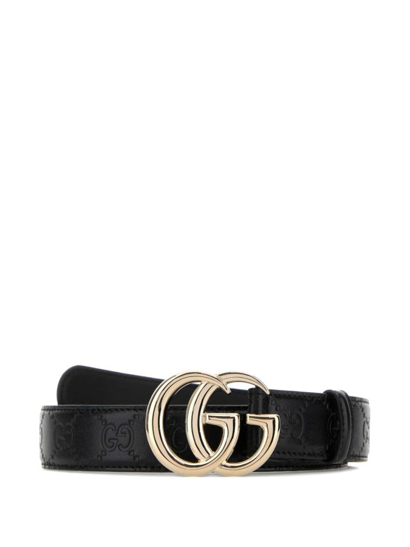 Gucci Black Gold-Tone Double-G Calfskin Belt