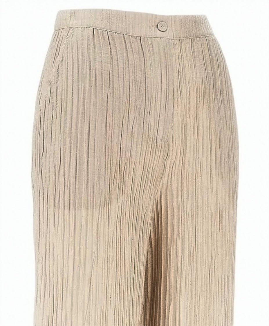 Emporio Armani Lurex Taffeta Textured Wide Leg Pants