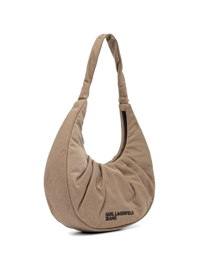 Karl Lagerfeld Crescent-Shaped Handbag With Padded Texture And Embossed Logo