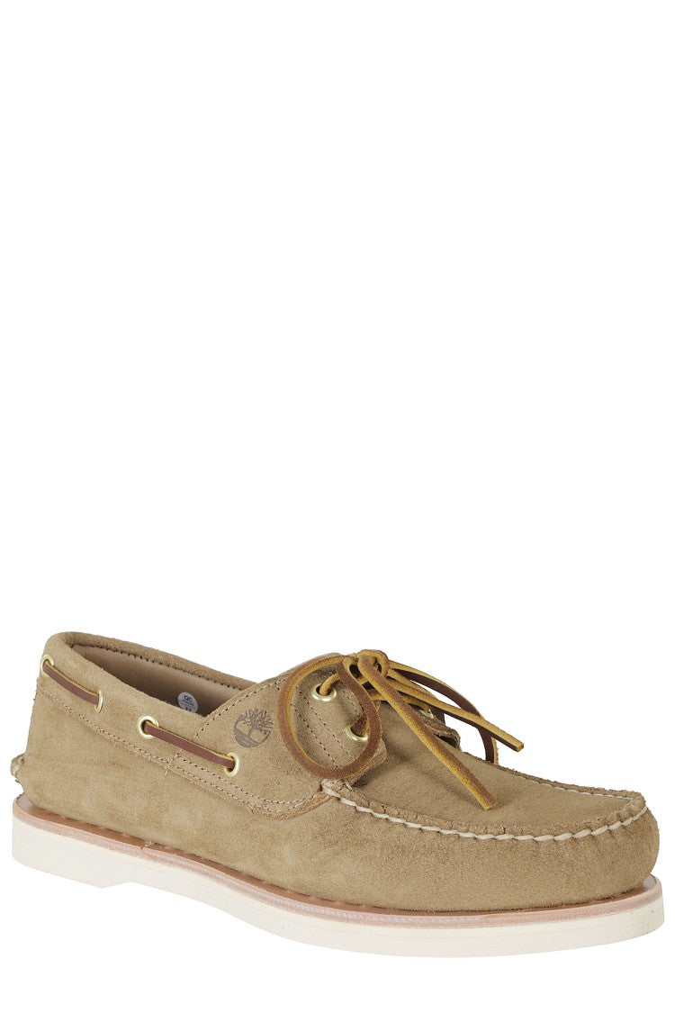 Timberland Beige Handcrafted Crude Leather Laces Leather Boat Shoes