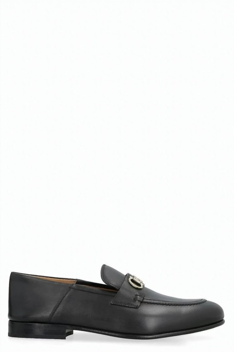 Salvatore Ferragamo Black Leather Flats With Loafer Silhouette