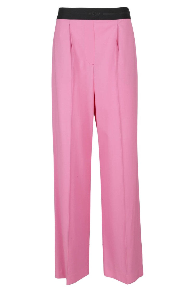 Msgm Wide-Leg Wool Suiting Pant