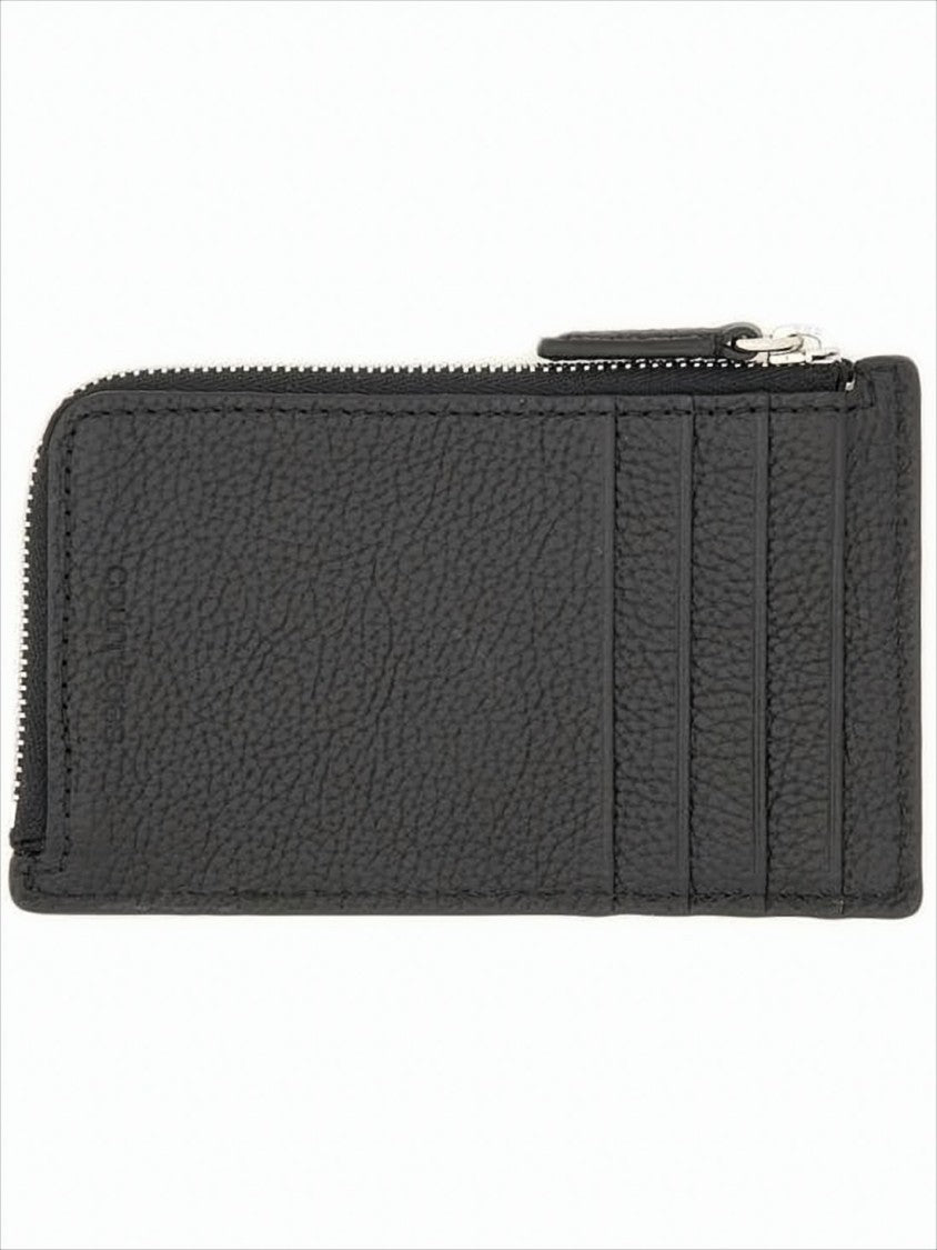 Courrèges Textured Leather Card Wallet With Zip Closure