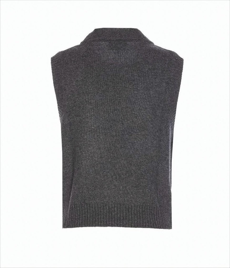 Ganni Sleeveless Knit Vest With Graphic Cat Design