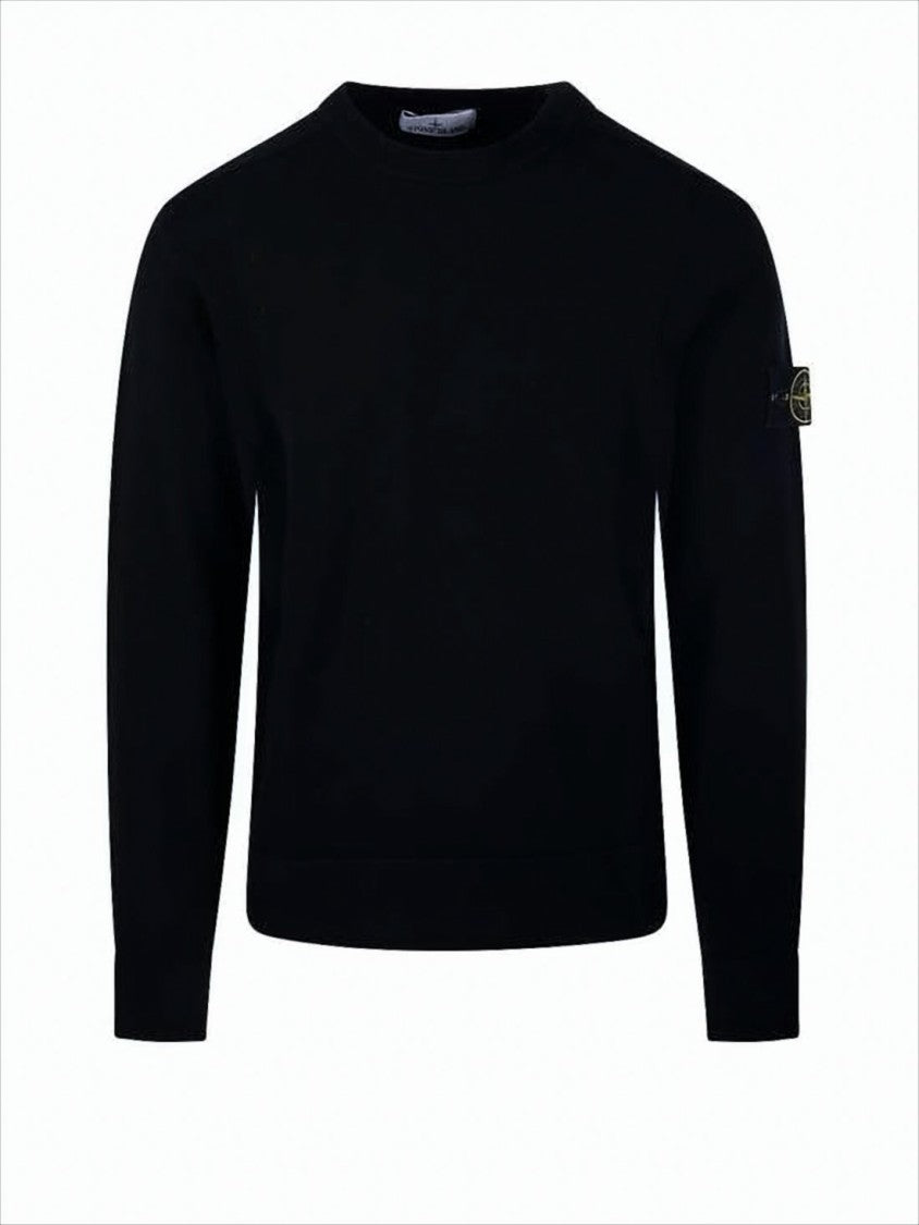 Stone Island Classic Crew Neck Black Knit Sweater