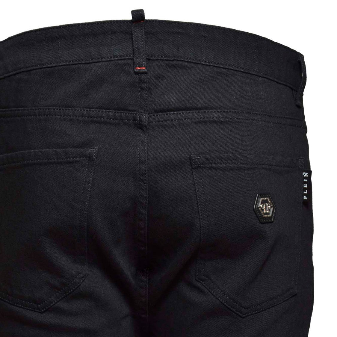 Philipp Plein Straight Skinny Fit Jeans In Black Denim