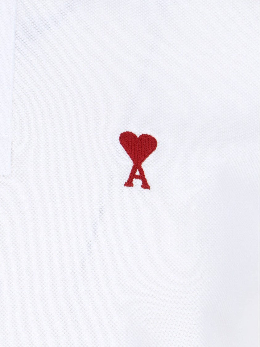 Ami Paris Short-Sleeve Organic Cotton Polo With Classic Collar
