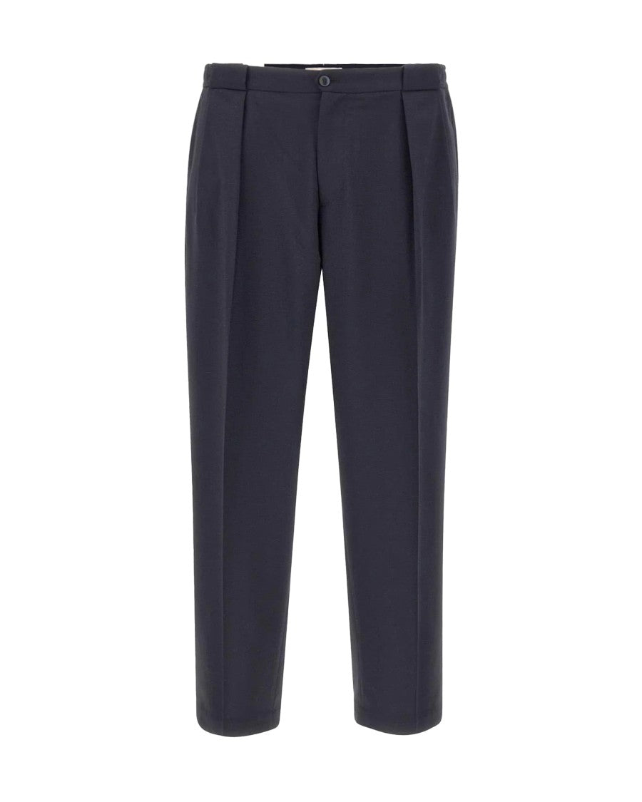 Briglia Tailored Navy Trousers With Pressed Creases And Front Pleats