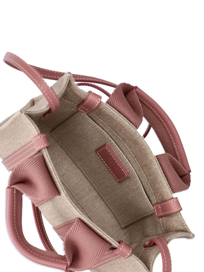 Chloé Textured Beige Structured Bag With Dusty Pink Straps