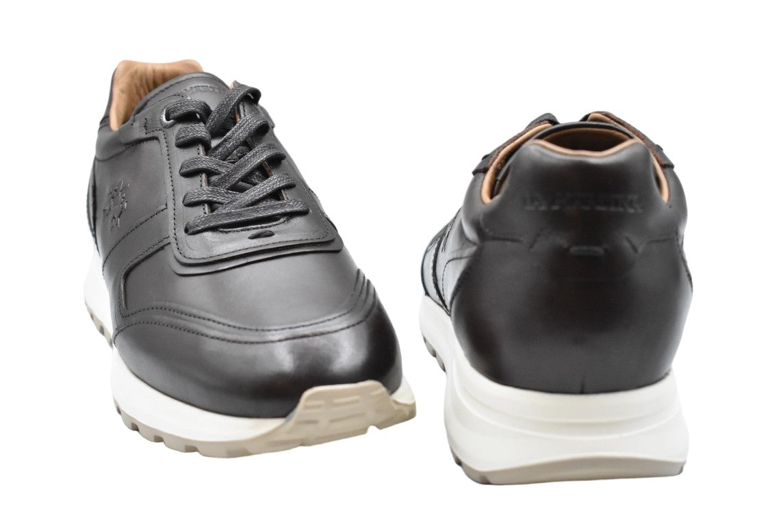 La Martina Dark Brown Leather Low-Top Sneakers