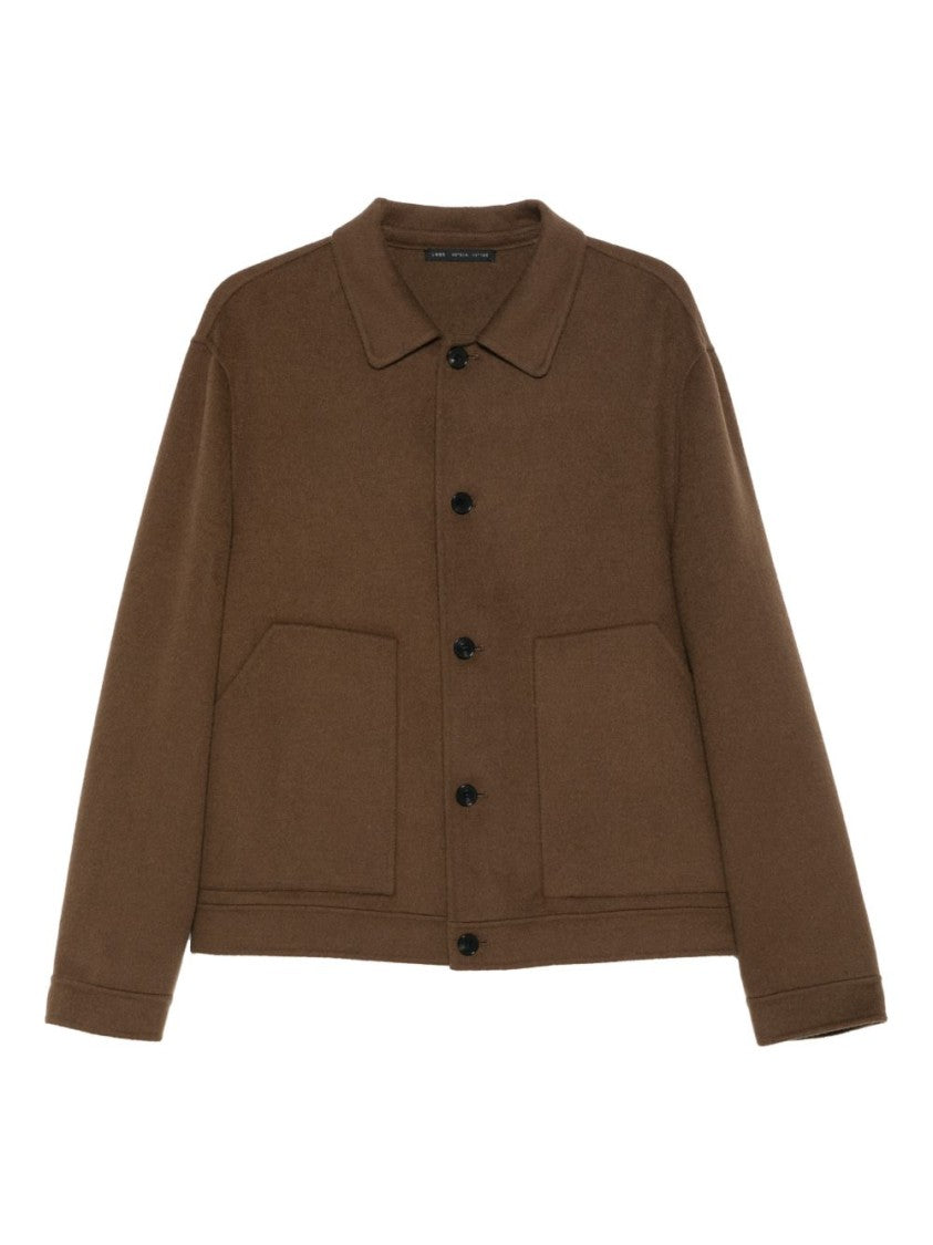 Low Brand Brown Double Wool Jacket With Patch Pockets