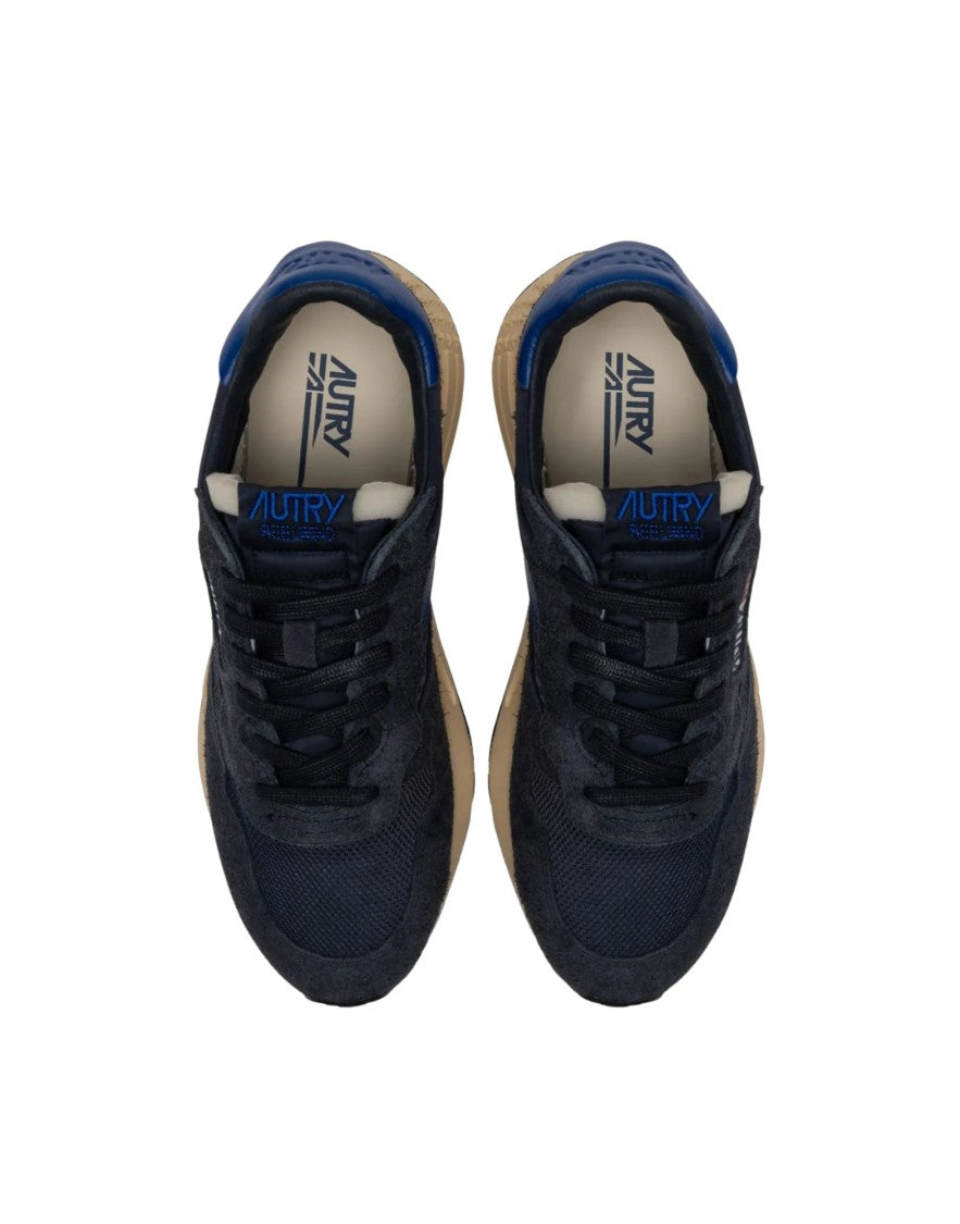 Autry White Suede Leather Blue Accent Low-Top Sneakers