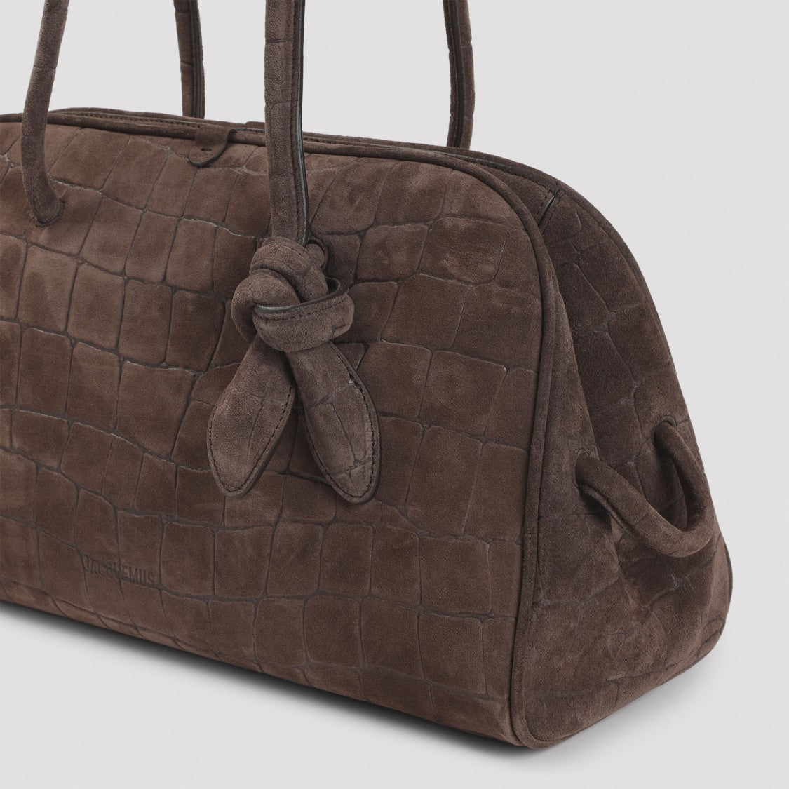 Jacquemus Textured Brown Suede Handbag With Knotted Detail