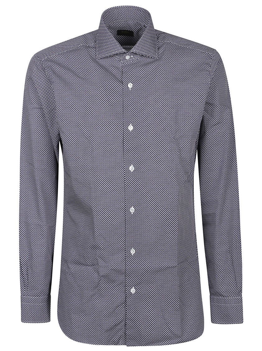 Barba Napoli Long Sleeve Geometric Cotton Shirt