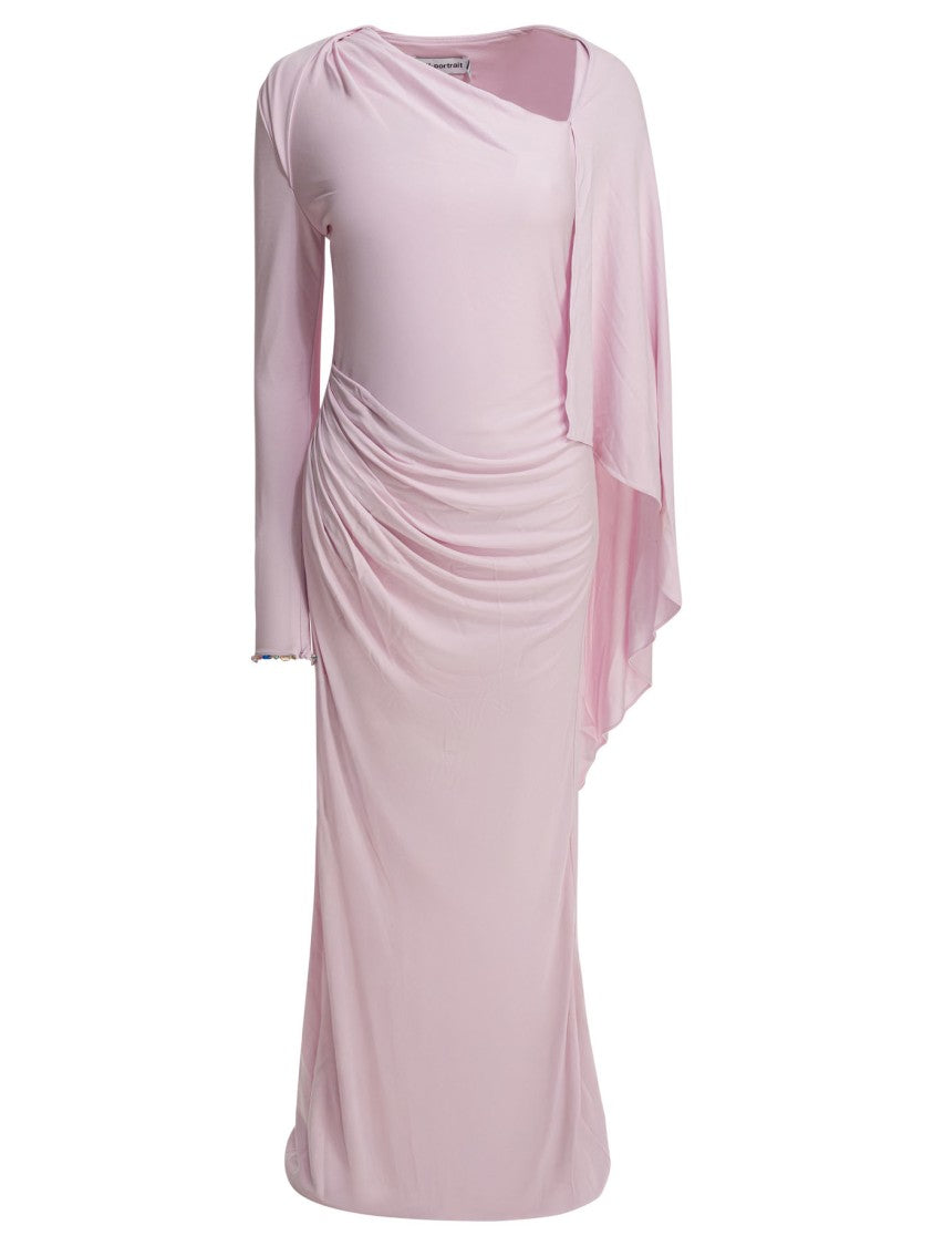 Self-Portrait Long Draped Jersey Dress