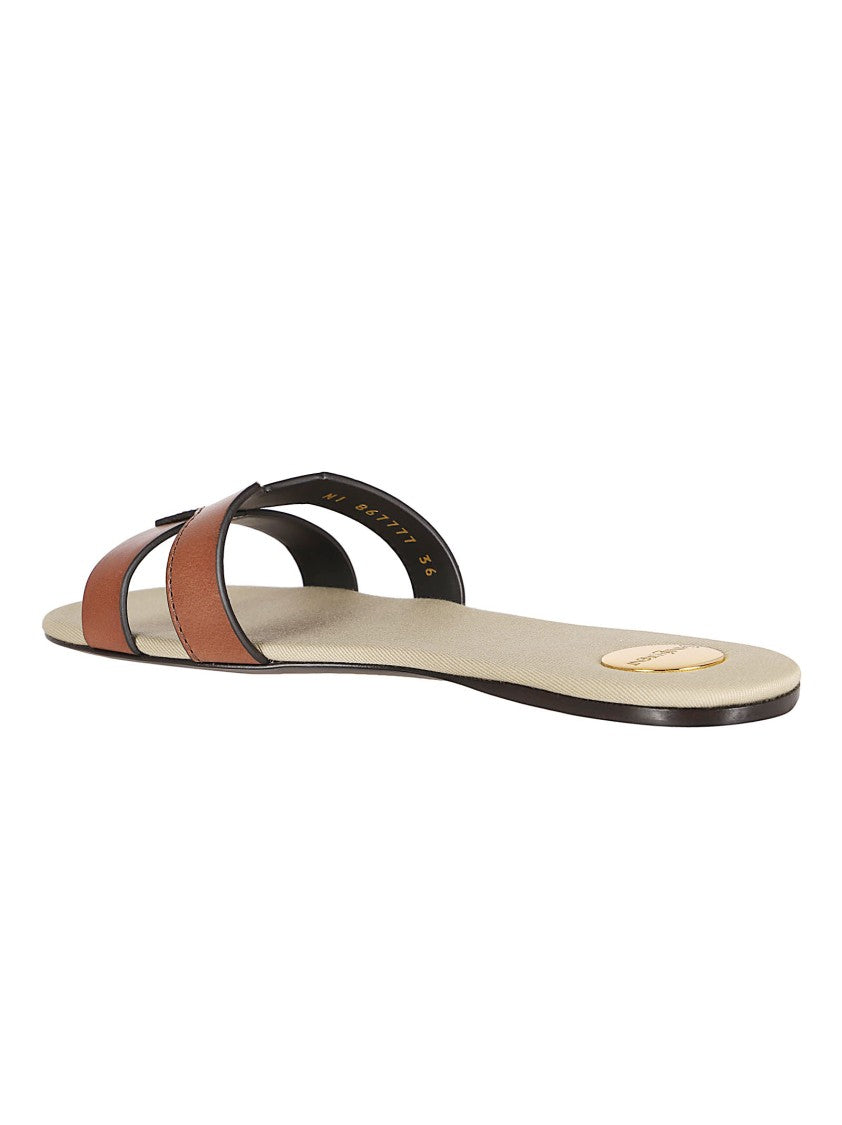 Saint Laurent Flat Brown Sandals With Minimalist Design