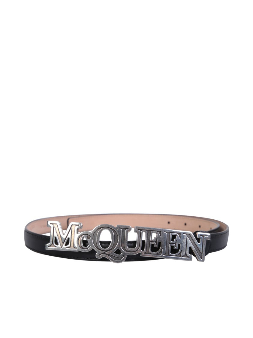 Alexander Mcqueen Black Leather Belt