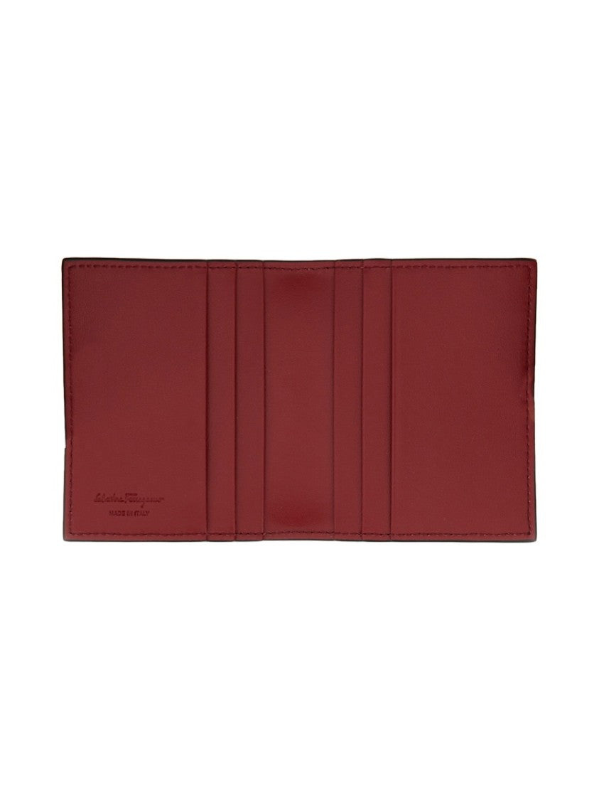 Ferragamo Textured Calfskin Cardholder With Polished Logo Accent