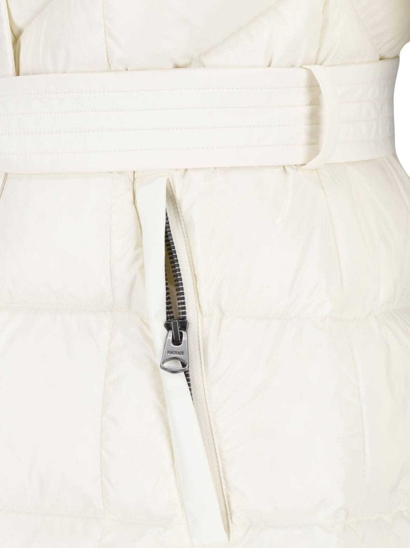 Mackage White Calina Waterproof Belted Down Jacket