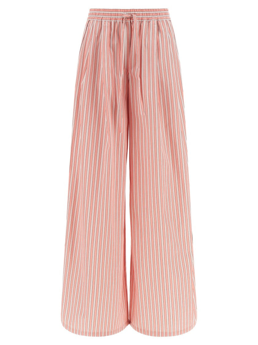 Dolce & Gabbana Wide-Leg Striped Poplin Pants With Contrast Piping