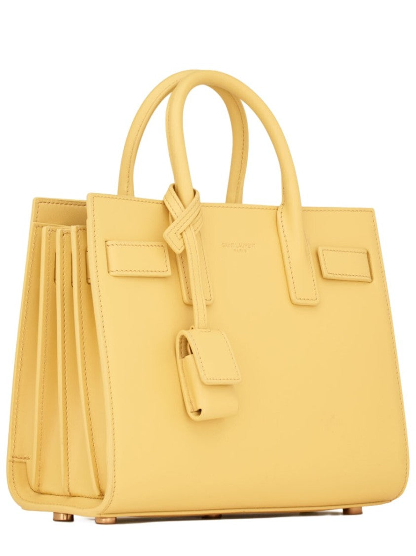 Saint Laurent Structured Yellow Calf Leather Shoulder Bag With Minimalist Design