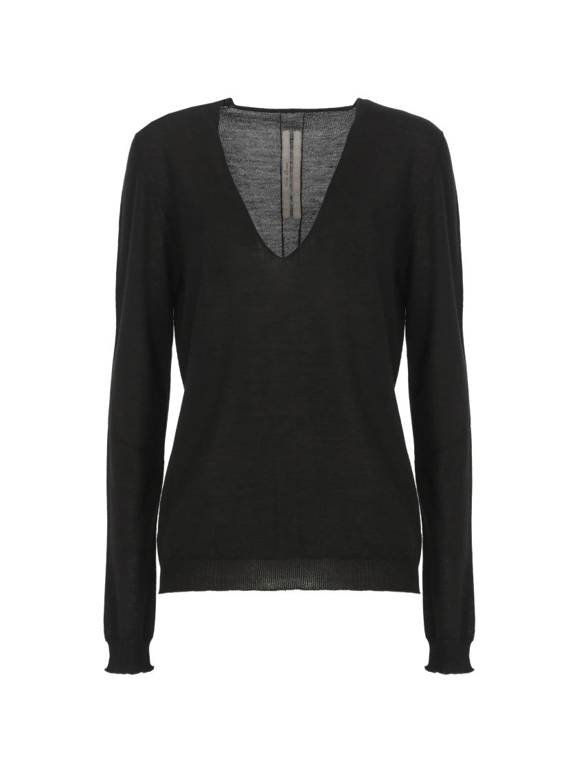 Rick Owens Black V Neck Fitted Top