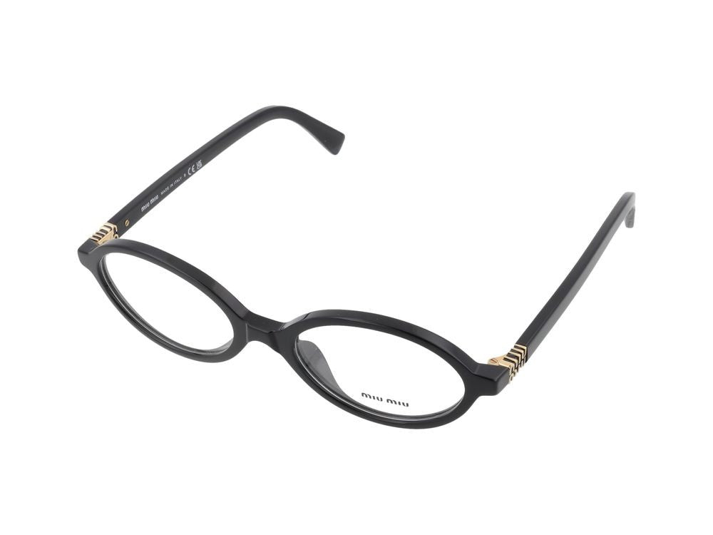 Miu Miu Gold Accent Rounded Frame Acetate Eyeglasses