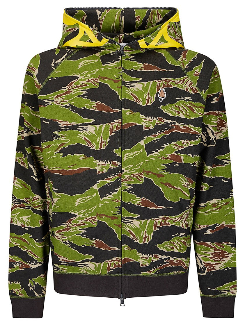 Icecream Smiley Tiger Stripe Full Zip-Through Hood