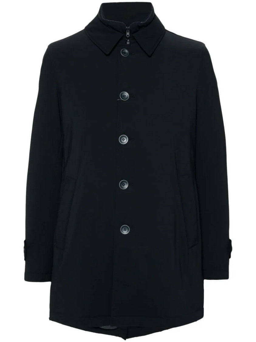 Herno Medium-Length Structured Coat With Button-Up Front