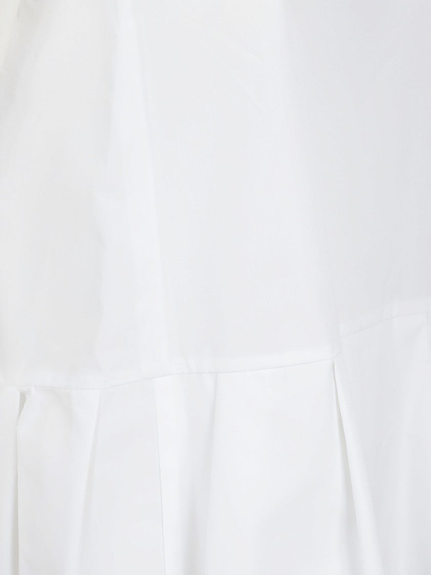 Max Mara Cotton Poplin Top With Front Ruffles And Ribbon Tie Closure