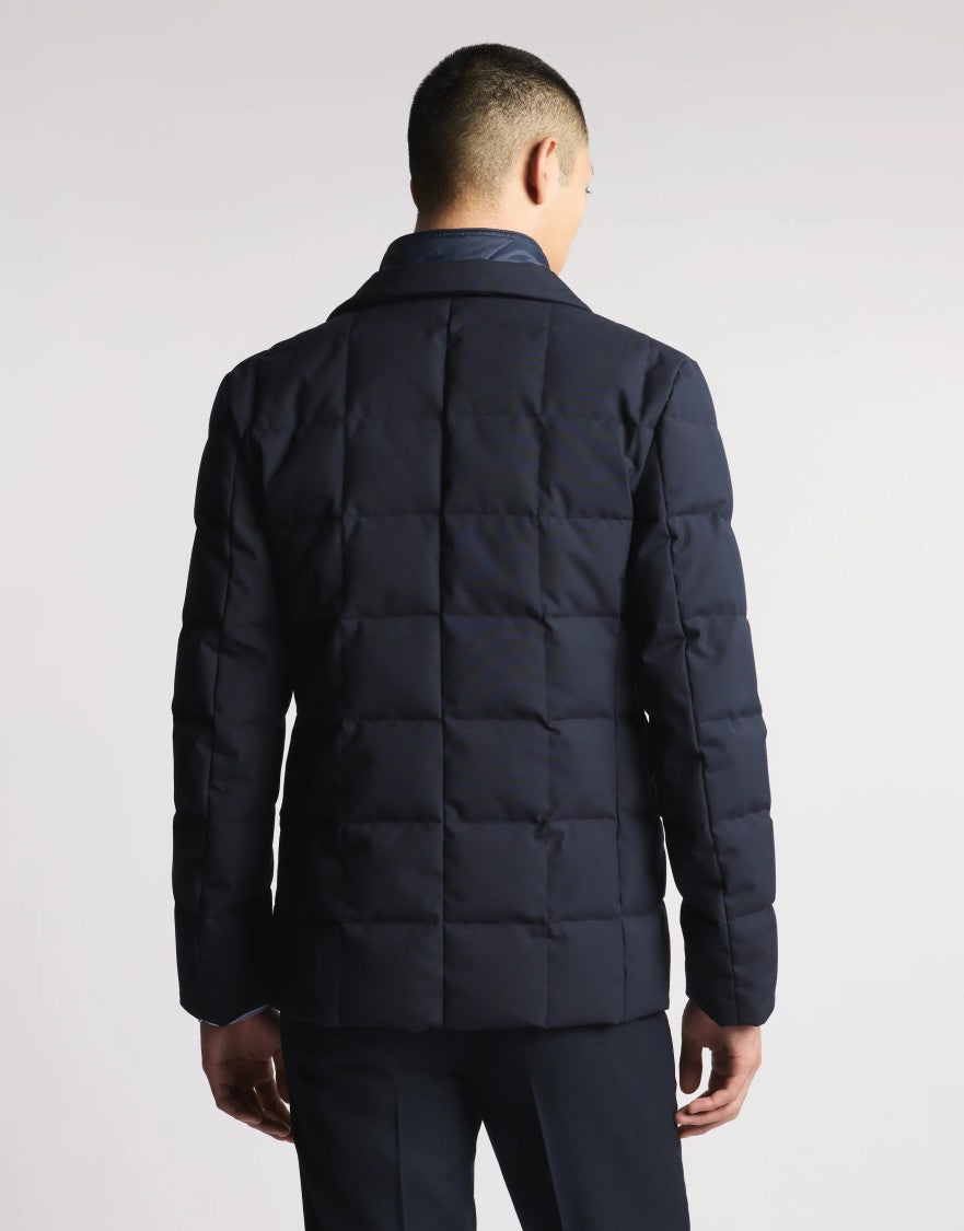 Fay Quilted Navy Down Jacket With Tailored Fit