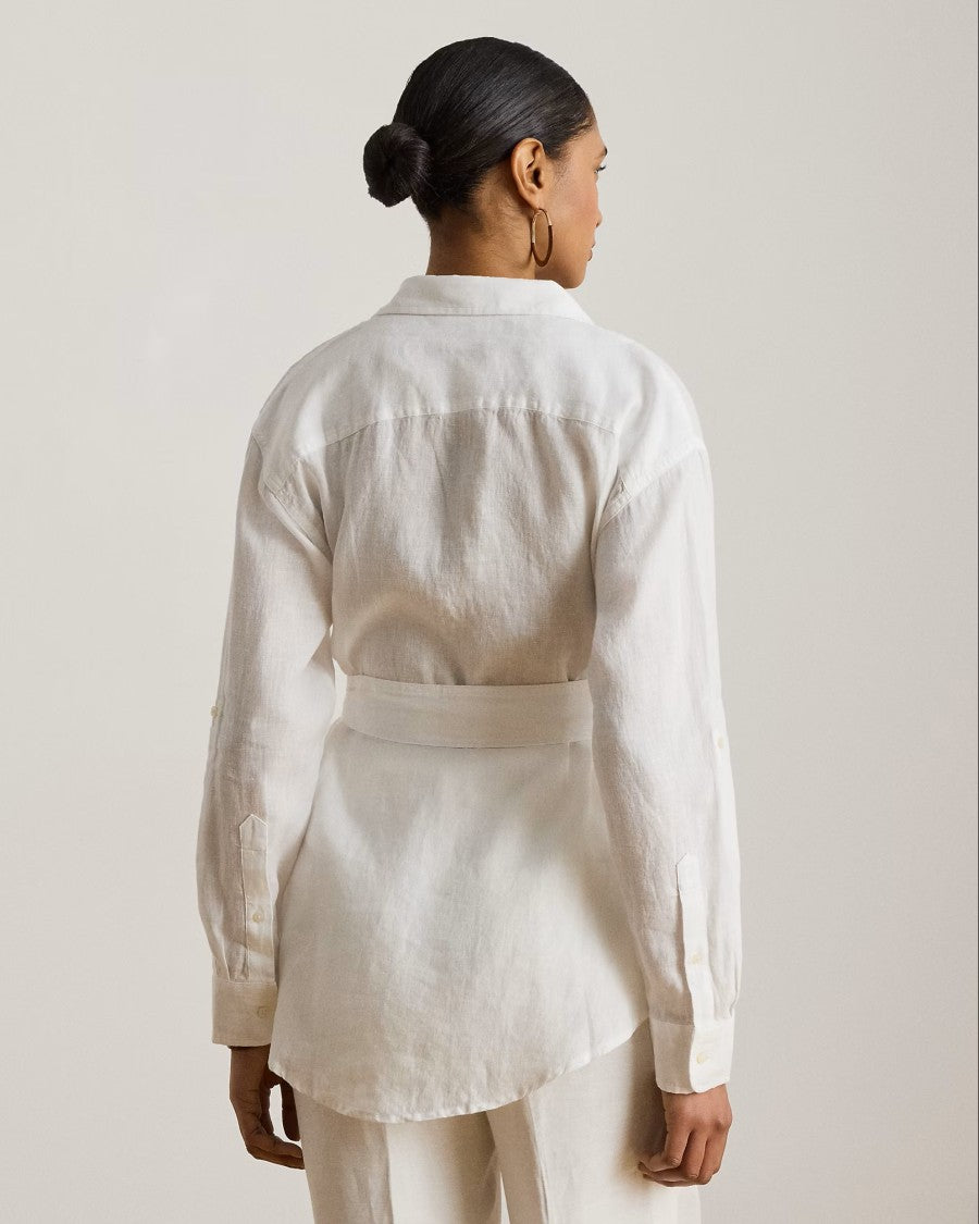 Lauren Ralph Lauren White Tissue Linen Button Shirt