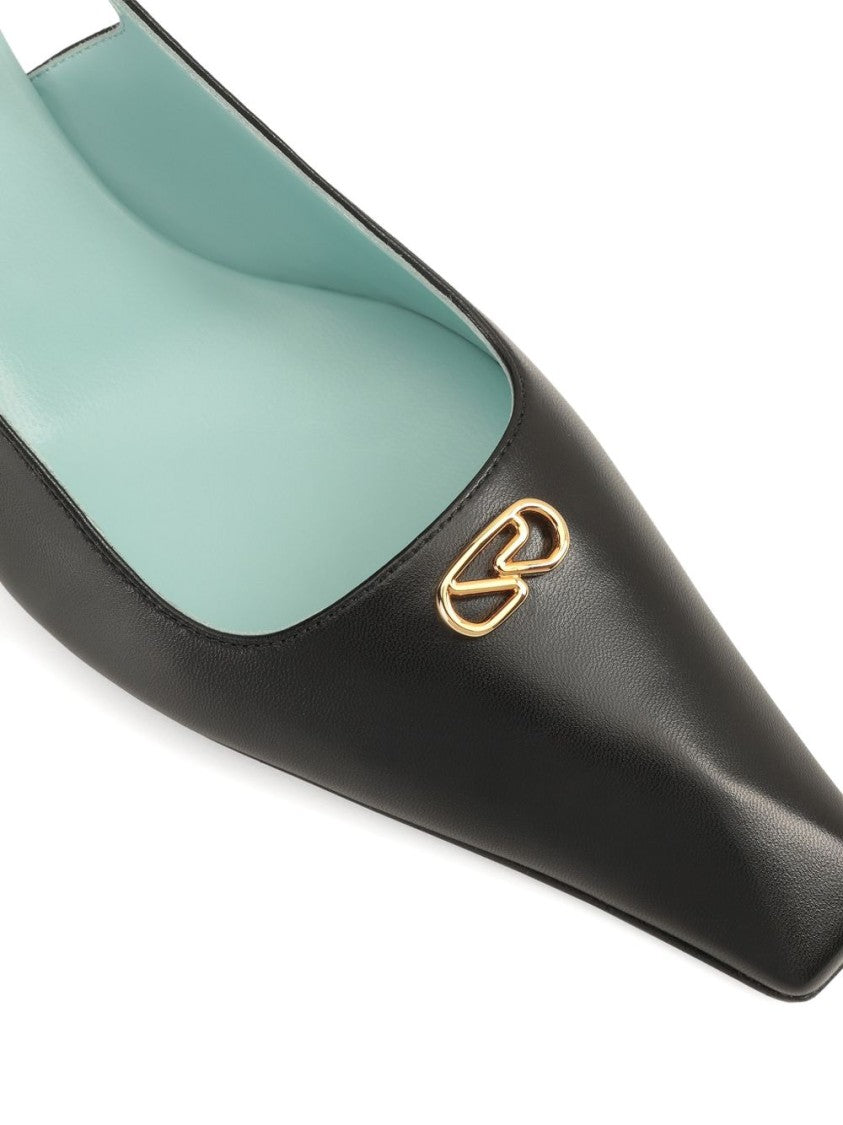 Sergio Rossi Pointed-Toe Slingback Heels With Gold Embellishment
