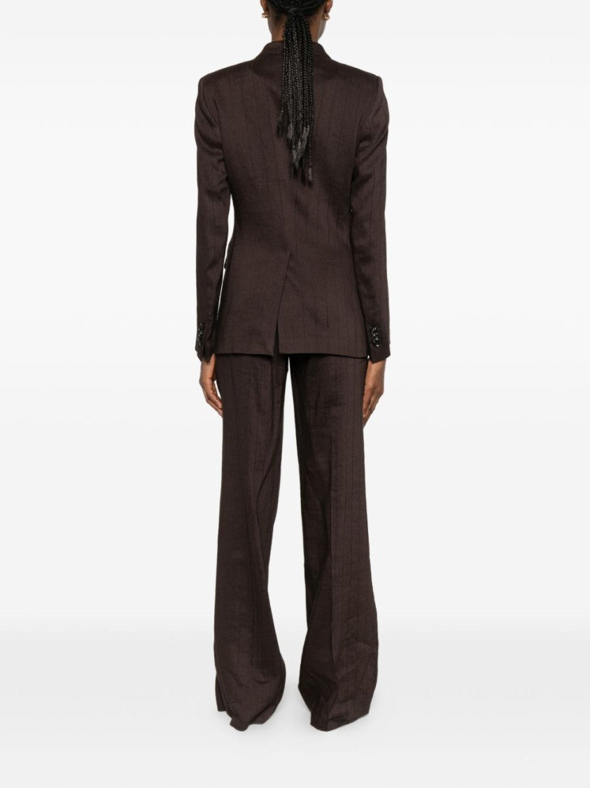 Tagliatore Double-Breasted Brown Jacket With Peak Lapels And Flap Pockets